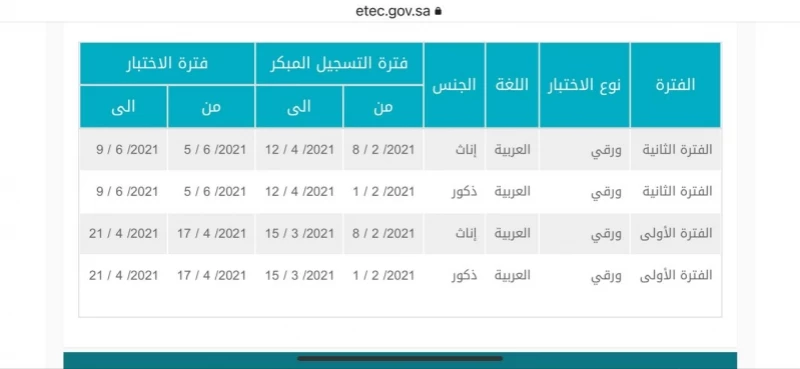 التسجيل في اختبار  التحصيلي