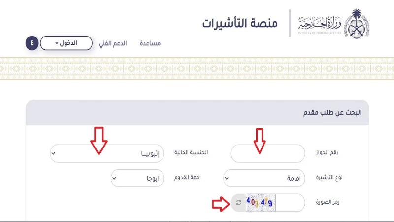 الاستعلام عن تأشيرة عمل برقم الجواز