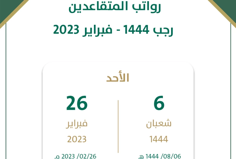 رواتب المتقاعدين رجب 1444